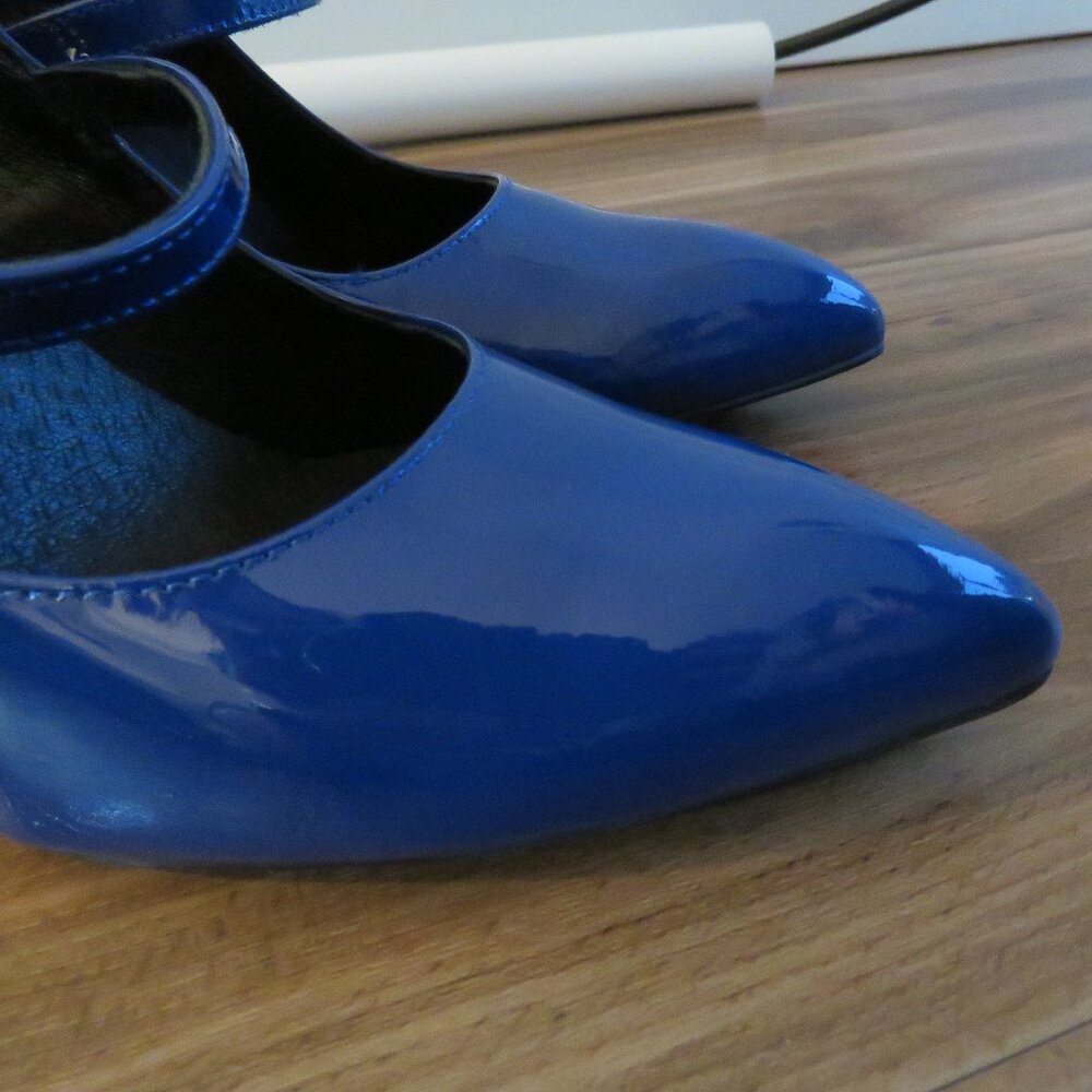 L'INTERVALLE Stefani Blue Patent Leather Block Heel Mary Jane Shoes  38 / 7.5-8 - Picture 4 of 15